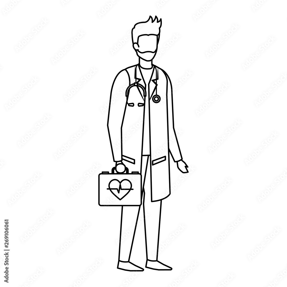 doctor with stethoscope and medical kit doctor with stethoscope and medical kit