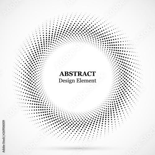 Halftone dotted background circularly distributed.Halftone effect vector pattern.Circle dots.Border logo icon.Emblem for your design.