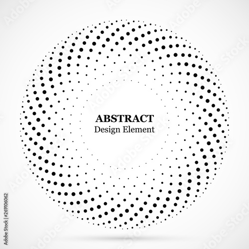 Halftone dotted background circularly distributed.Halftone effect vector pattern.Circle dots.Border logo icon.Emblem for your design.