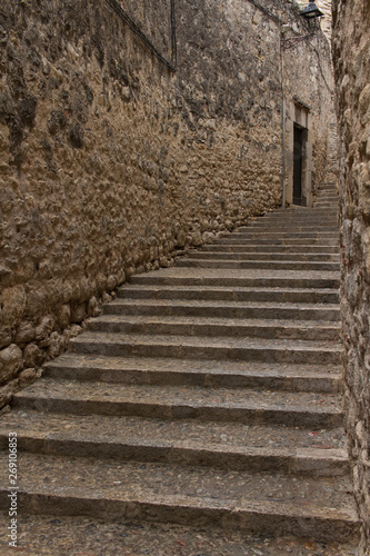 Stone staircase in Girona Spain