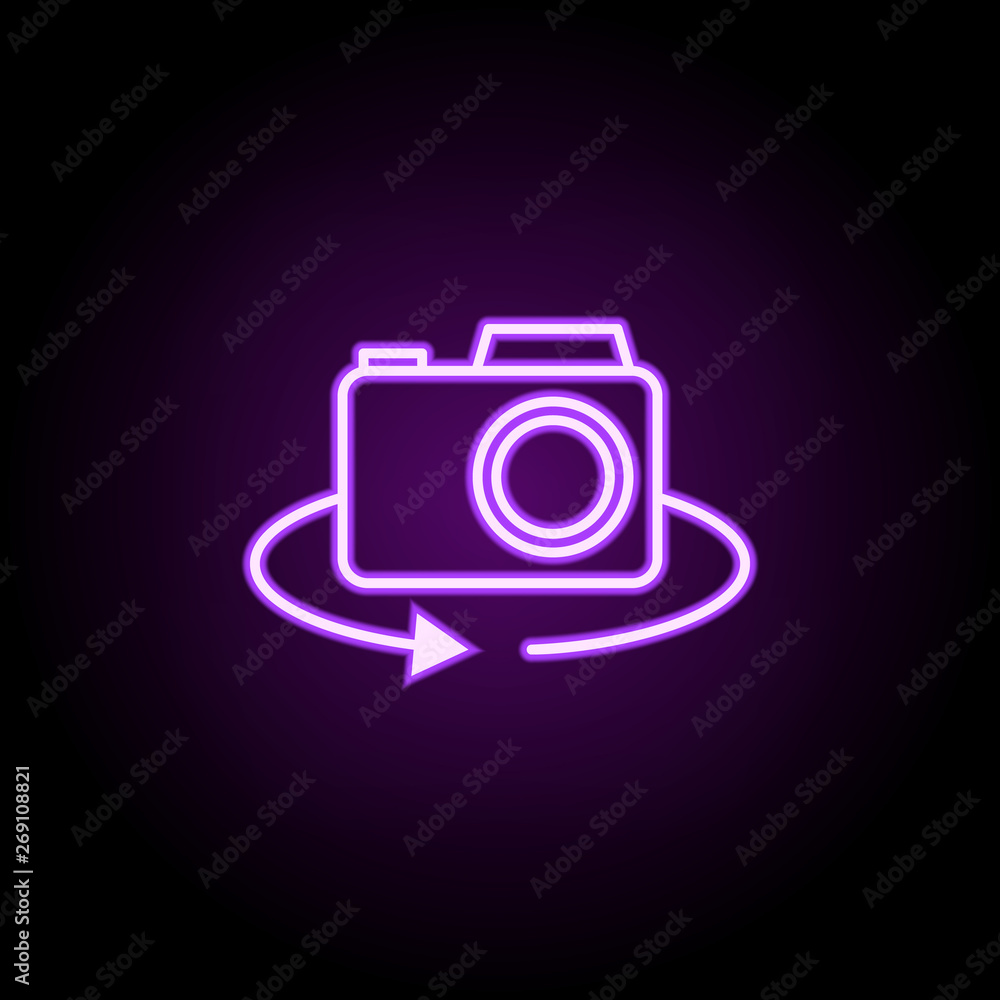 rotate camera neon icon. Elements of photography set. Simple icon for websites, web design, mobile app, info graphics rotate camera neon icon. Elements of photography set. Simple icon for websites, web design, mobile app, info graphics