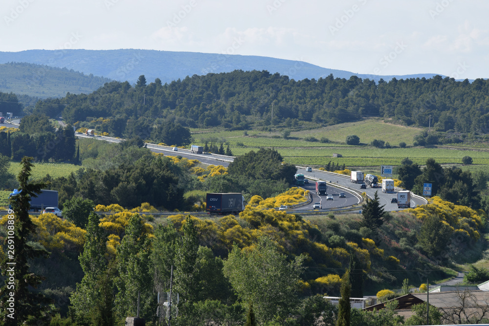 Autoroute A9, la Languedocienne, à Sigean, Aude, Occitanie