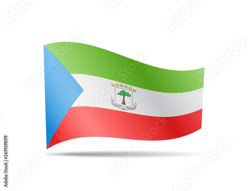 Waving Equatorial Guinea flag in the wind. Flag on white vector illustration
