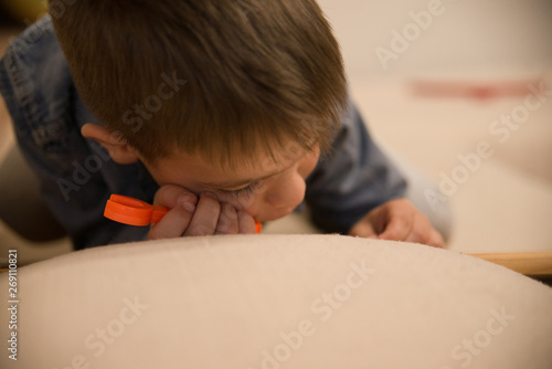  A little boy is playing the masters