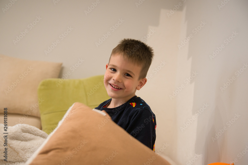 Sleepy boy in bed Sleepy boy in bed