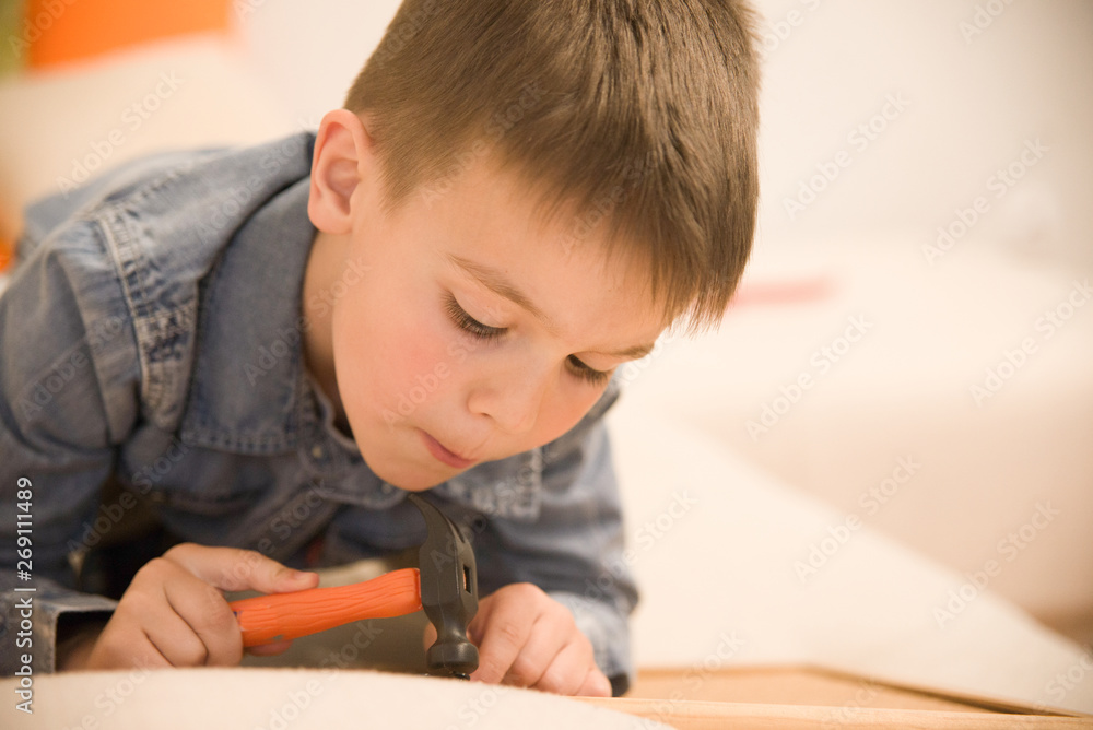The boy is playing the masters The boy is playing the masters