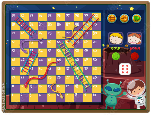 A snake ladder game themplate