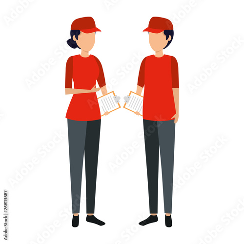 delivery workers couple characters