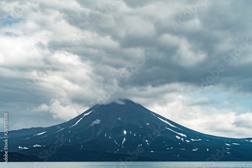 View of the Kuril volcano. And Kuril lake Kamchatka Peninsula Russia