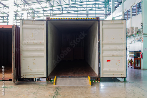 The container inside warehouse on shipment area.