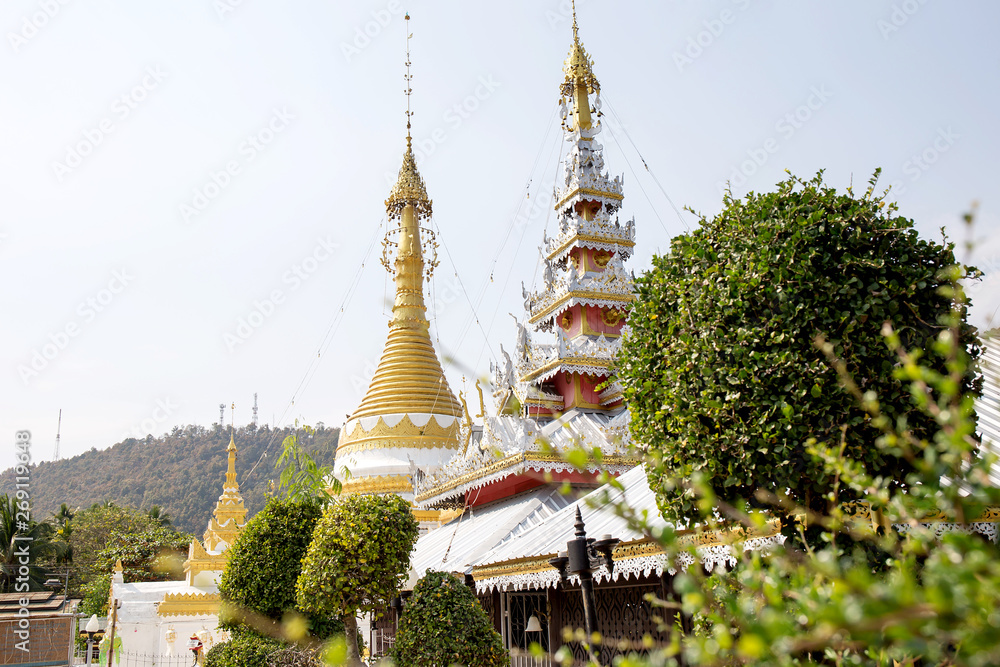 Fototapeta premium Burmese architectural style of Jong Klang Temple and Jong Kham temple