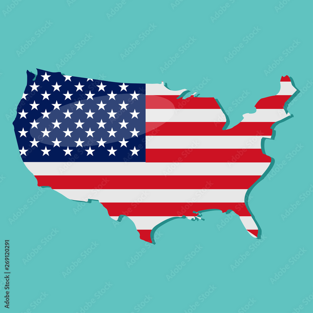 united states of america map with united states national flag inside vector illustration united states of america map with united states national flag inside vector illustration