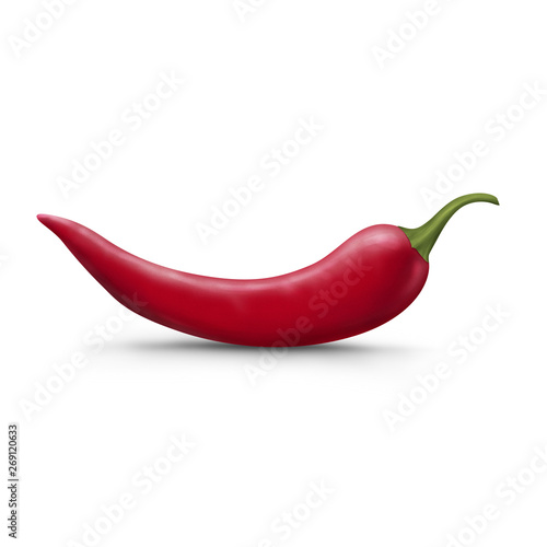 Red chilli pepper realistic illustration  isolated on white background