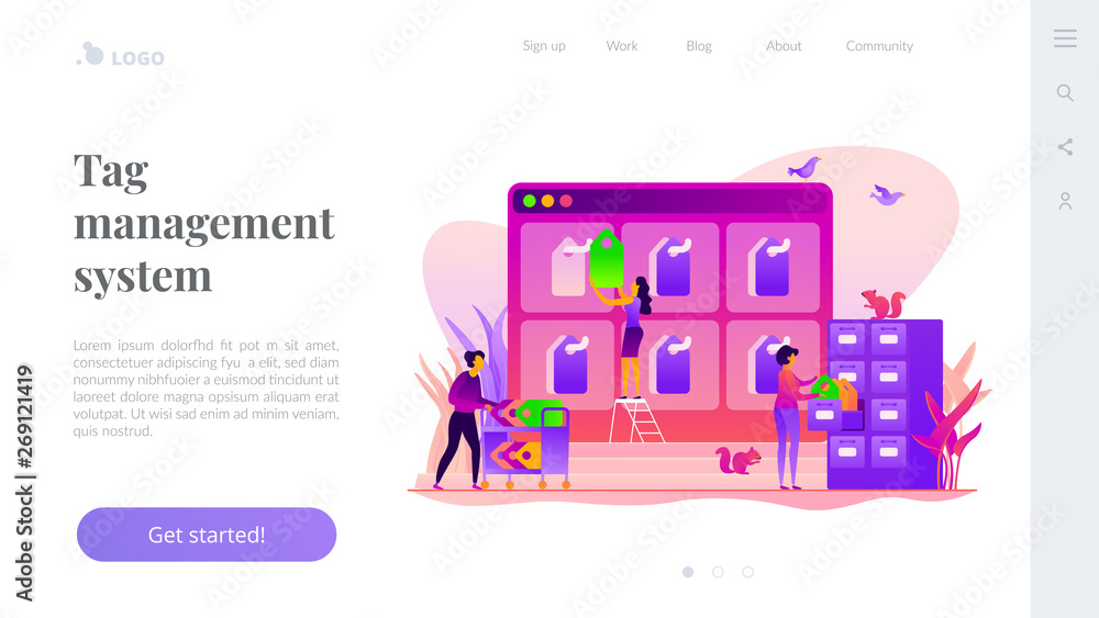 Tag management system, emarketing tagging tool, tag data collection and web analytics concept