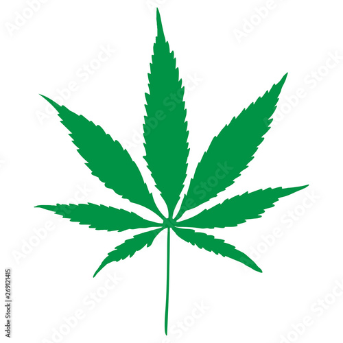 Isolated Marijuana leaf on the white background. Vector EPS 10.