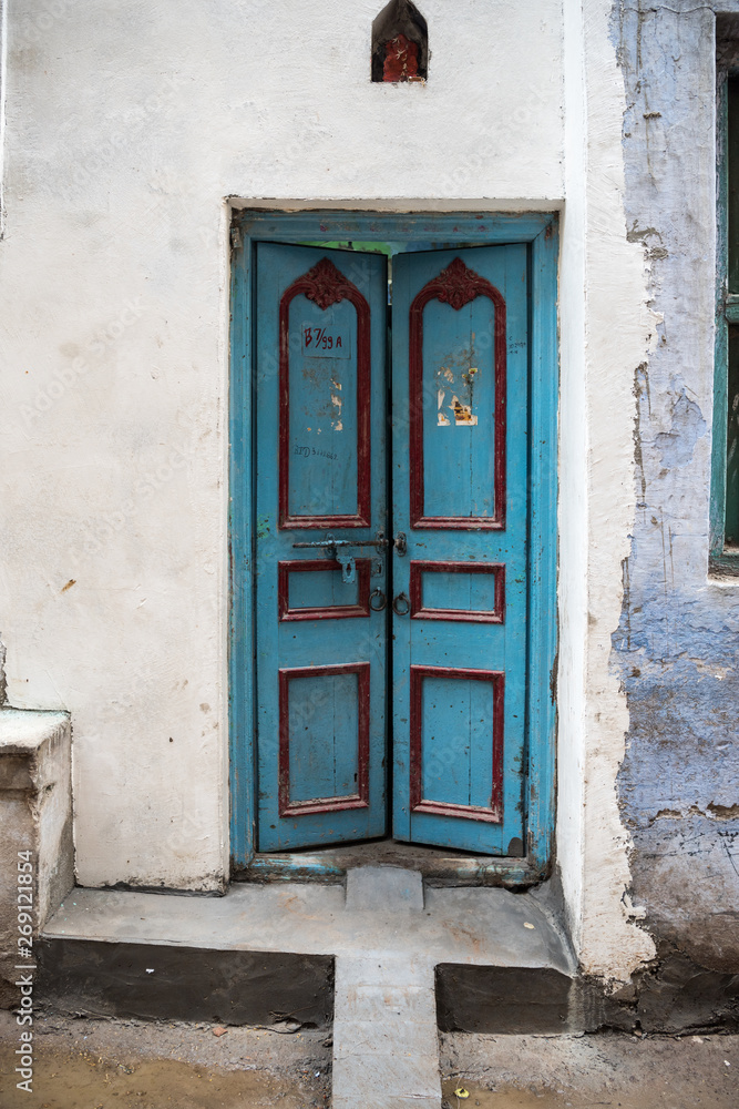 Colourful door in Varanasi in India Colourful door in Varanasi in India