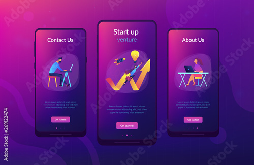 Businessman working and flying like superhero with briefcase. Start up launch, start up venture and entrepreneurship concept on white background. Mobile UI UX GUI template, app interface wireframe