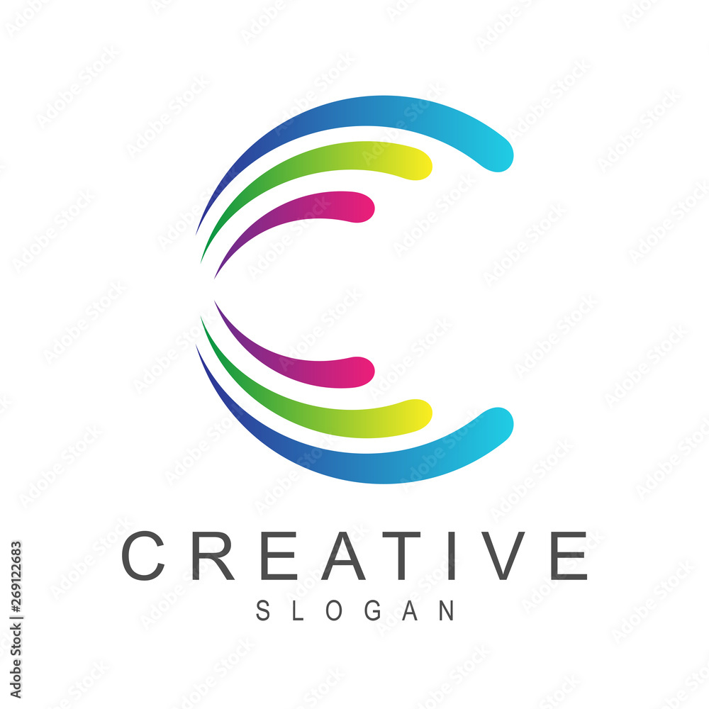 multicolored initial/monogram letter C logo design with line art style multicolored initial/monogram letter C logo design with line art style