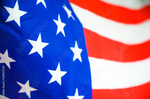 America flag waving with the wind for memorial day.