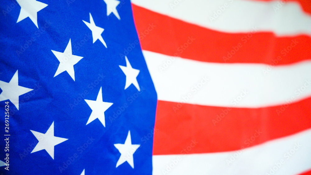 America flag waving with the wind for memorial day.