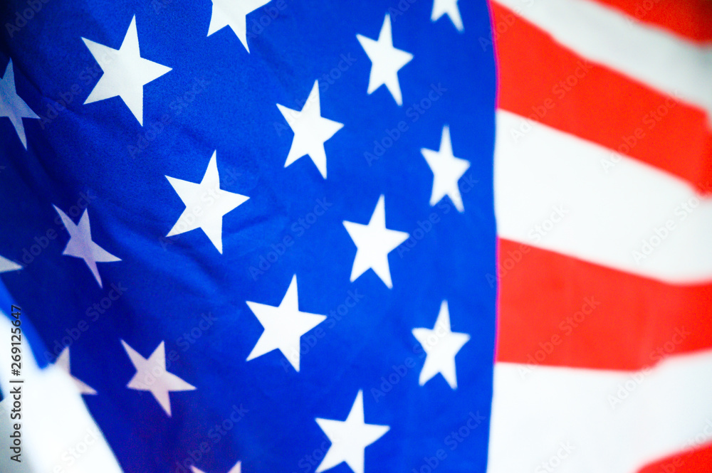 Fototapeta premium America flag waving with the wind for memorial day.