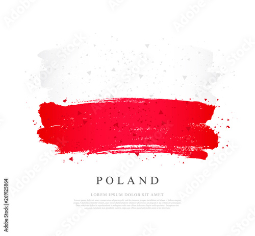 Flag of Poland. Vector illustration. Brush strokes. Independence Day.