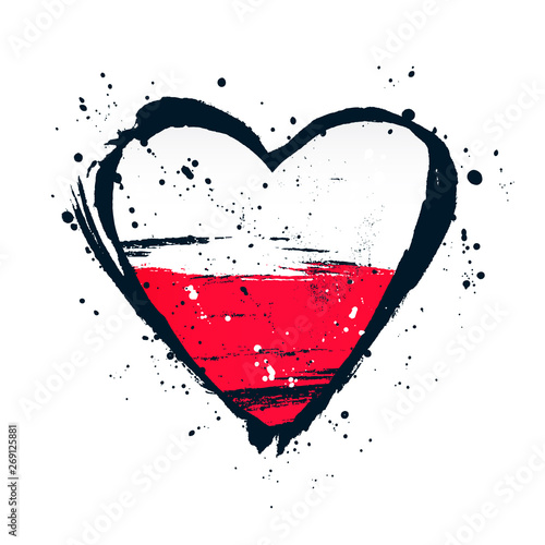 Fotografie Polish flag in the form of a big heart. Vector illustration