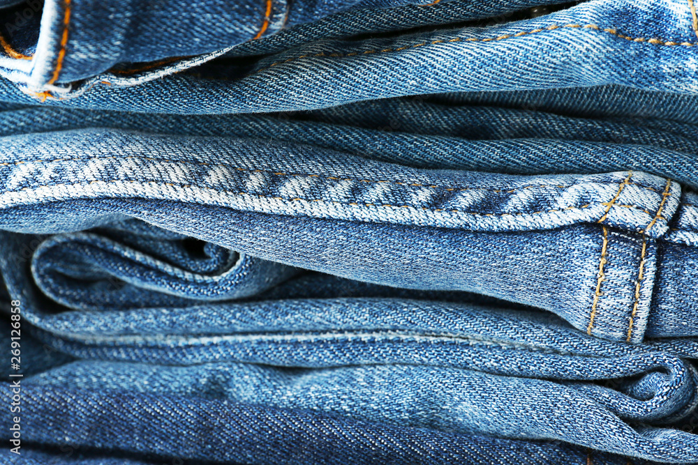 Stack of jeans clothes, closeup Stack of jeans clothes, closeup