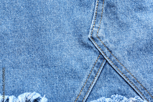 Stylish blue jeans, closeup view