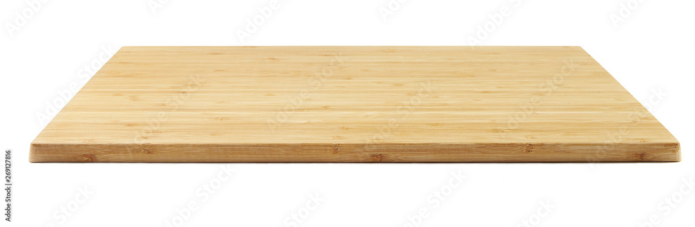 wooden chopping board isolated on white background