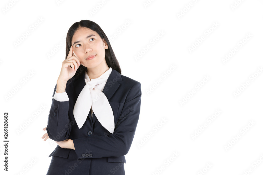 Happy young woman in formal wear and thinking positive. Happy young woman in formal wear and thinking positive.