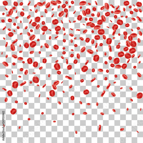 Red blood cell flowing in vein or artery. Vector illustration on transparent background. Healthcare and medical zoom concept.