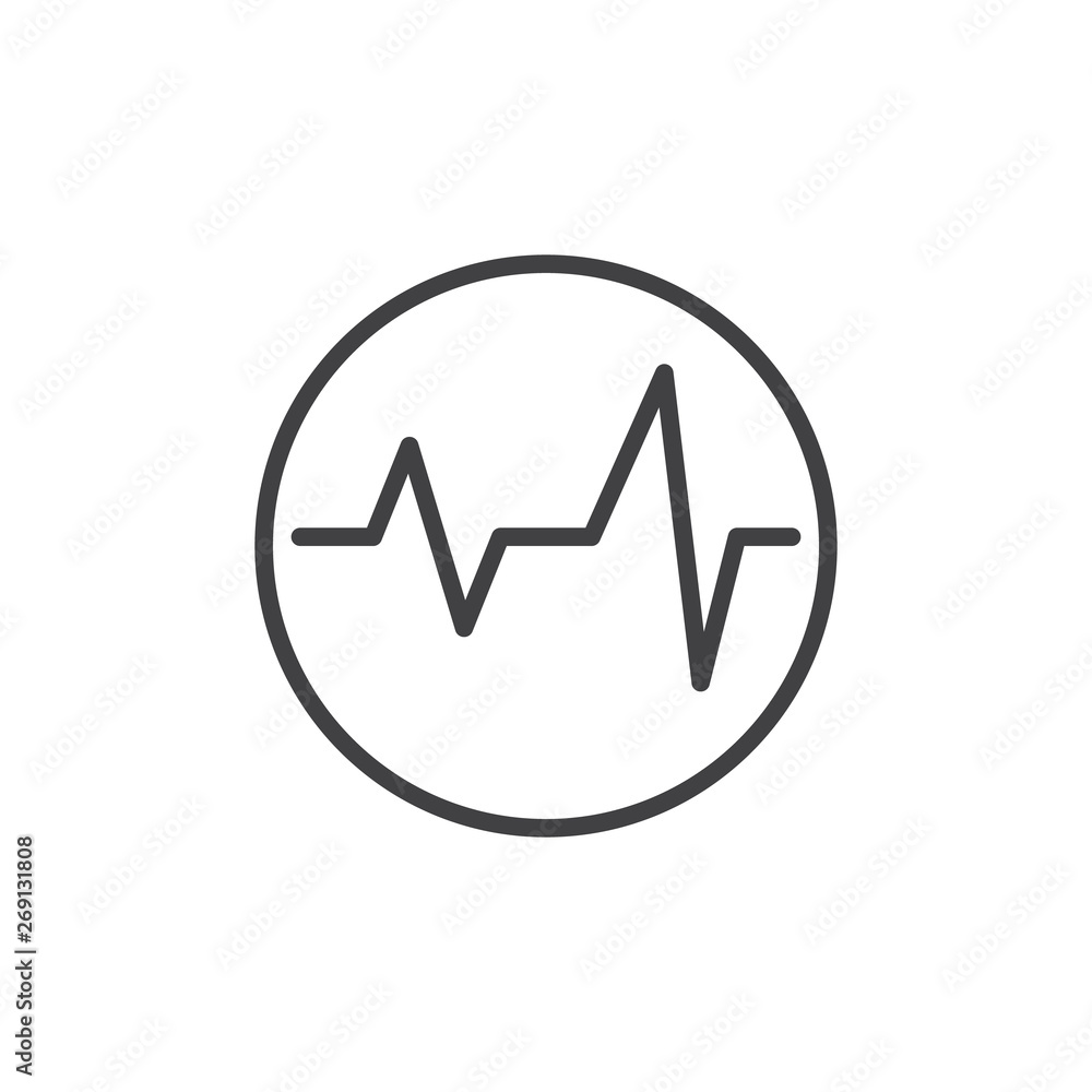 Heartbeat pulse in circle line icon. linear style sign for mobile concept and web design. Heart pulse cardiogram outline vector icon. Symbol, logo illustration. Vector graphics Heartbeat pulse in circle line icon. linear style sign for mobile concept and web design. Heart pulse cardiogram outline vector icon. Symbol, logo illustration. Vector graphics