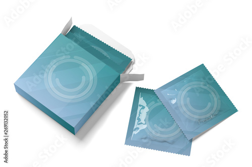 Open Condom Box Mockup - 3d rendering