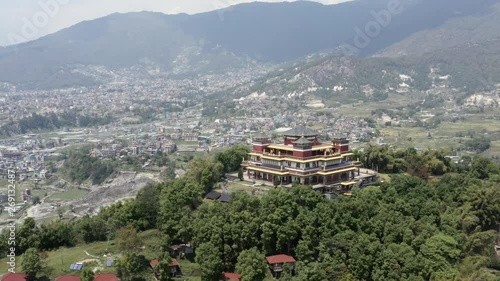 Nepal, Kathmandu. Kopan monastery. Aerial footage