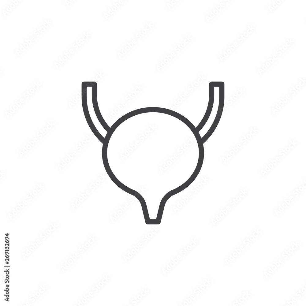 Fototapeta premium Human bladder line icon. linear style sign for mobile concept and web design. Bladder internal organs outline vector icon. Symbol, logo illustration. Vector graphics