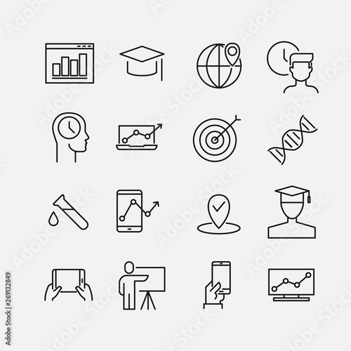 Simple collection of online education related line icons.