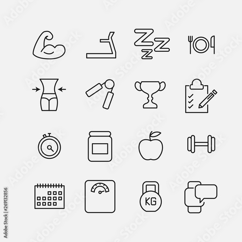 Simple collection of obesity related line icons.