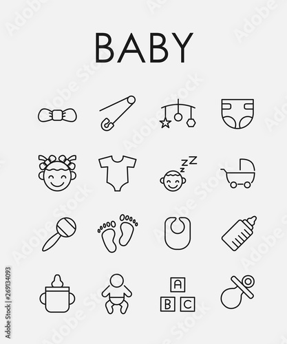 Baby related vector icon set.