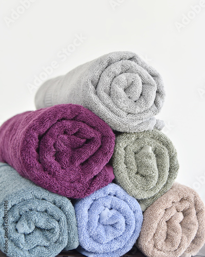 Close-up of soft cotton terry bath towel.