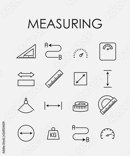 Measuirng related vector icon set.