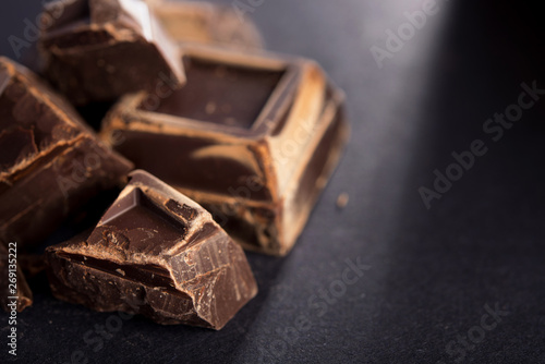 Pieces of tasty black chocolate