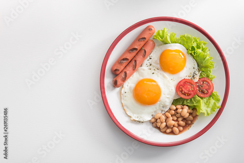 English breakfast with fried egg