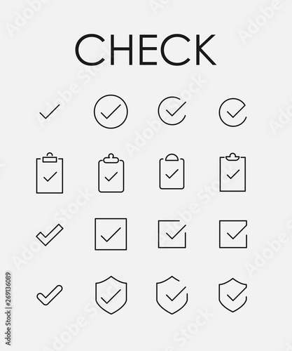 Check related vector icon set