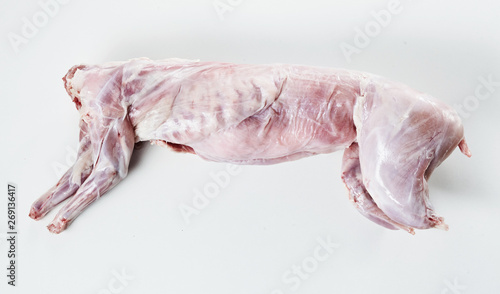 Skinned and cleaned carcass of a wild rabbit
