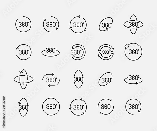 Degrees related vector icon set.