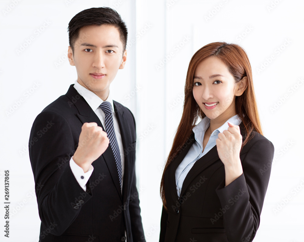 Young smiling business woman and business man Young smiling business woman and business man