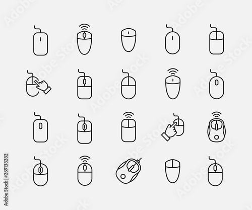 Premium set of computer mouse line icons. photo