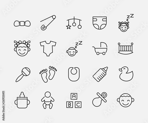 Baby related vector icon set.