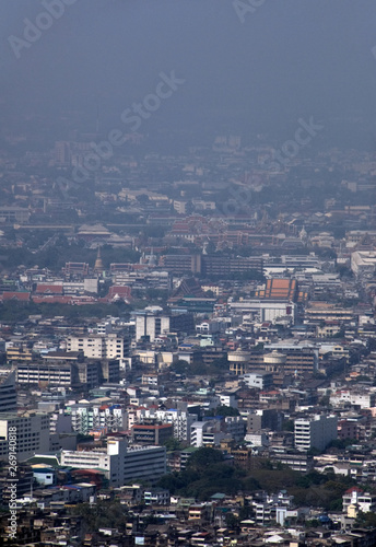 Buildings in Bangkok highlighting the pollution problem showing the smog on a relatively clear day. Part of a series of photos and videos of pollution and global warming issues. © Kevin
